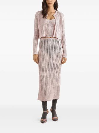 Dolce & Gabbana crochet-knit corset top - women - Viscose/Elastane - 48 - Pink