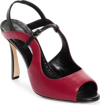 Manolo Blahnik Chungasan Slingback Sandal in Dark Red/black at Nordstrom, Size 36.5