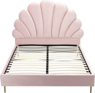 VENTE-UNIQUE.COM Base de cama terciopelo rosa 140 x 190 cm