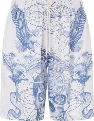Philipp Plein Nylon Shorts Tattoo Men in Offwhite at Nordstrom, Size X-Small