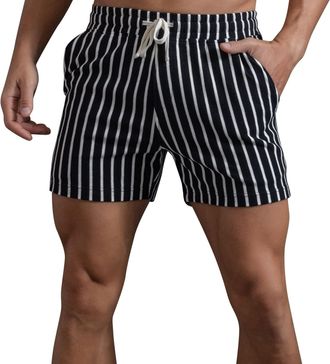 Generic Summer Casual Stripe Short Pants for Men Personality Smart Everyday Shorts Regular Fit Suit Shorts Shadow Stripe Cotton Jersey Short Pants Mens Tailor