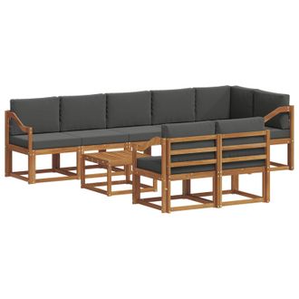 vidaXL Conjunto De Sof&aacute;s De Exterior 9 Pcs Natural Y Antracita Vidaxl
