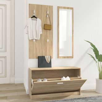 vidaXL Vidaxl - Set De Mueble Zapatero 3 En 1 Madera Contrachapada Roble Sonoma