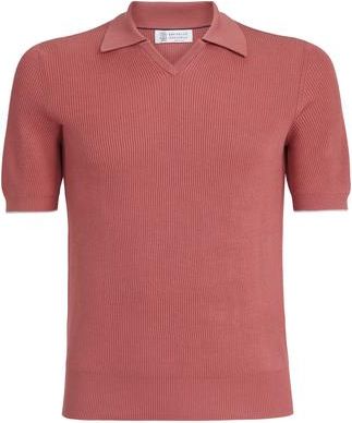 Brunello Cucinelli Cotton English rib knit polo in Orange at Nordstrom, Size 58 It