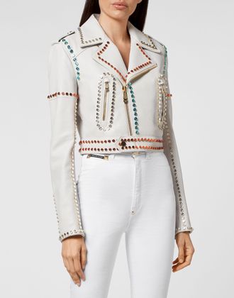 Philipp Plein Leren Motorrijder