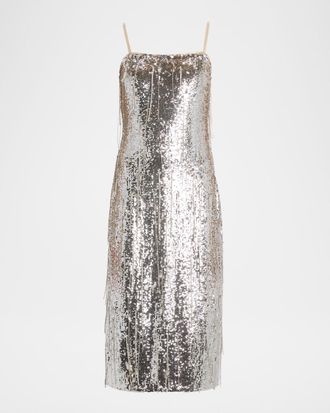 Ramy Brook Annabelle Deep V-Neck Sequin Fringe Mini Dress