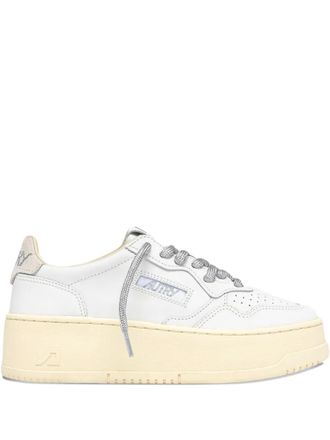 Autry Medalist platform leather sneakers - women - Calf Leather/Calf Suede/Rubber/Calf Leather/Cotton/Nylon - 36 - White