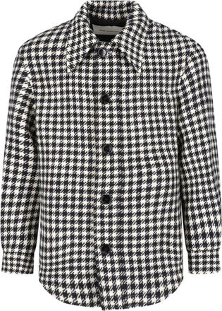 Ami Classic Houndstooth Pattern Wool Jacket with Pointed Collar