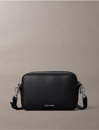 Calvin Klein Womens Embossed Logo Crossbody Bag - Black