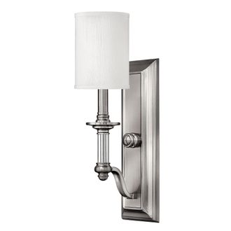 Netlighting Sussex 1 Light Wall Light Brushed Nickel Glass Shade E14 in Grey