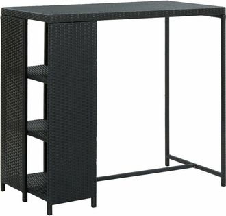 vidaXL Mesa bar estante almacenaje 120x60x110cm ratán sintético negro Vidaxl