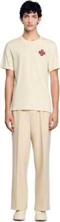 Sandro Cross T-shirt in Oats at Nordstrom, Size Xx-Large