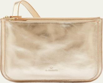 IL BISONTE Roseto Metallic Leather Crossbody Bag