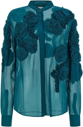 Dries Van Noten Chowsa Shirt - Dames - Overhemden - Groen - XL - Leer - Overhemden