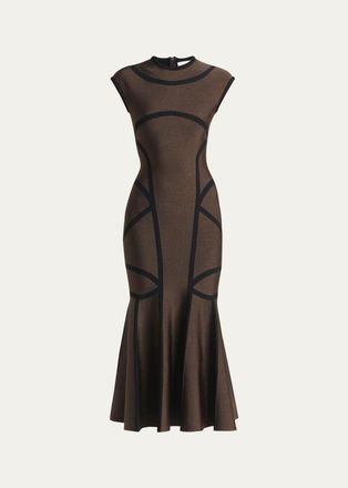 Alexander McQueen Geometric Trumpet Midi Dress