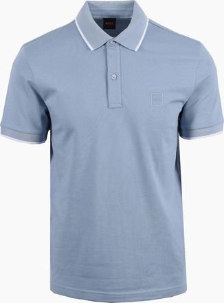 HUGO BOSS Mens Boss Orange PASSERTIP POLO LIGHT PASTEL BLUE - Size: 42