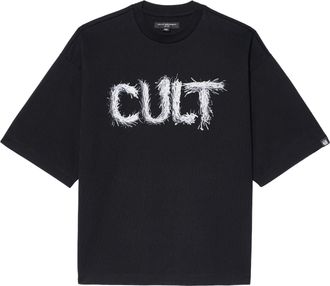 Cult of Individuality Oversized Short Sleeve Crew Neck Tee Shredded 260 Grams In Black