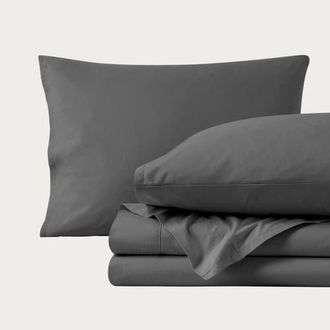 Bare Home 100% Organic Cotton Percale Cooling Sheet Set - Split Head King in Grey at Nordstrom