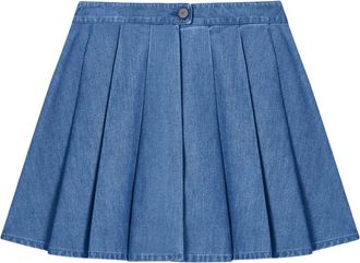 Emporio Armani Eagle Club Pleated Denim Shorts - Dames - Spijkerrokken - Blauw - S - Denim - Rokken