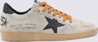 Golden Goose Grey And Black Leather Ball Star Sneakers
