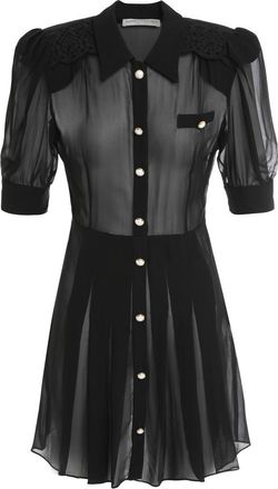 Alessandra Rich Black Shirt Collar Mini Dress