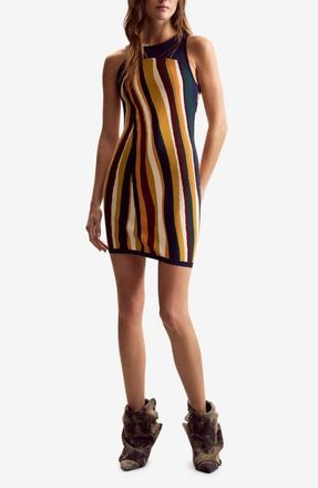 Desigual Sleeveless Stripe Knit Minidress in Orange at Nordstrom, Size X-Large