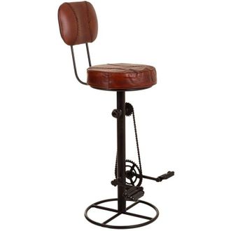 Wanderlust Deco Taburete De Metal Y Piel Negro 41x41x117