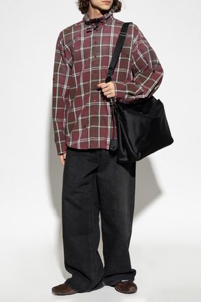 Balenciaga Checked Pattern Shirt, Mens, Burgundy