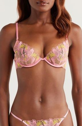 Bluebella Patrice Embroidered Underwire Bra in Pink/Blazing Yellow at Nordstrom Rack, Size 36A