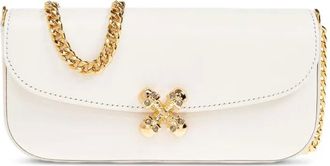 Alexander McQueen Borsa a spalla Skull Flower piccola - Bianco