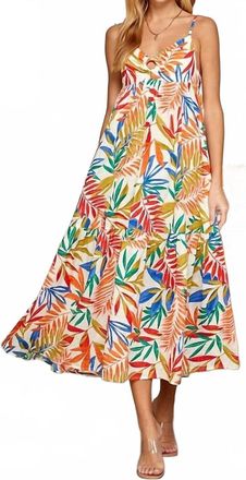 Sweet Lemon Tropical Print Tired Dress