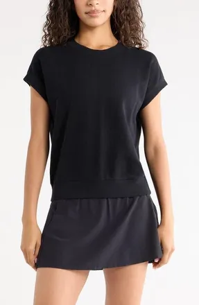 Zella Go Easy Terry Cotton Blend Sweatshirt in Black at Nordstrom, Size X-Small