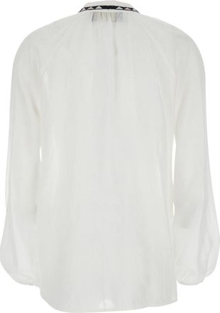 Bazar Deluxe Womens Shirt V-Neck White Glass Blouses