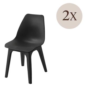 Dmora Silla De Exterior Montivilla, 2 Sillas, Soporta 120 Kg Hecho En Italia, Color Antracita, Negro Antracita