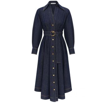 Zimmermann Coqueline Luxe Montpellier Denim - Dames - Jurken - Blauw - Maat: S Denim