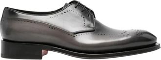 Santoni Carter Derby - Heren - Nette schoenen - Grijs - 42 EU - Leer - Schoenen