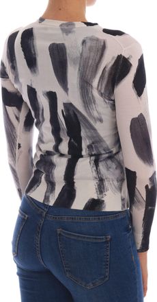 Dolce & Gabbana Cardigan Lightweight Silk Paint Stroke Womens Sweater