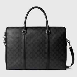 Gucci Essence Classic Medium Briefcase, Black, Original GG Fabric