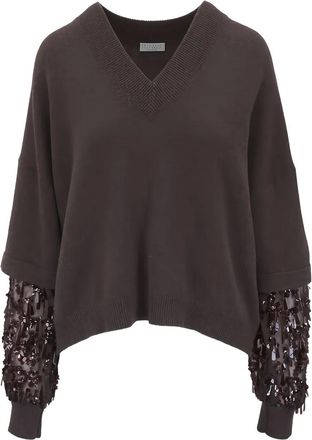 Brunello Cucinelli Maglione con paillettes - Marrone
