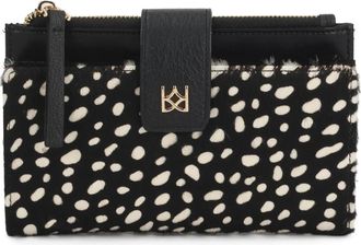 Kazar Haar-op-leer Portemonnee met Witte Stippen - Dames - Portefeuilles - Zwart - ONE Size - Leer - Accessoires