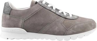 Kiton Leren su&egrave;de sneakers met krokodillenprint - Heren - Sneakers - Grijs - 41 EU - Su&egrave;de - Schoenen