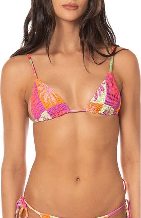 Maaji Patch Play Zen Smocked Bikini Top in Light/Pastel Purple at Nordstrom, Size Medium