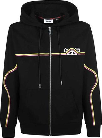 GCDS Gcds, Hoodies & sweatvesten, Heren, Zwart, XL, Katoen, Logo Detail Katoenen Sweatshirt