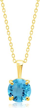 MAX + STONE 14k Yellow or White Gold 6mm Gemstone Round Pendant Necklace with 18 Inch Chain