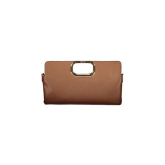 Twinset Clutch in pelle con manico dorato - - Bags - Donna - Marrone - ONE SIZE