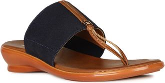 Bata Ella Womens T Strap Sandals, Comfortable Flat Slippers with Padded Insole, Open Toe and Slip-on Fit, Lightweight, Daily Wear, Casual Outings, blue, 5 