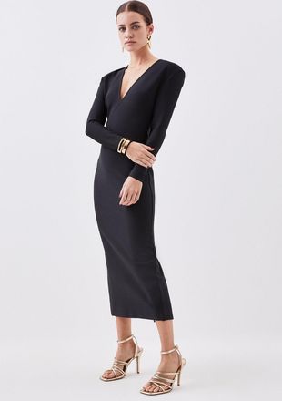 Karen Millen Petite Figure Form Bandage Knit Midaxi Dress