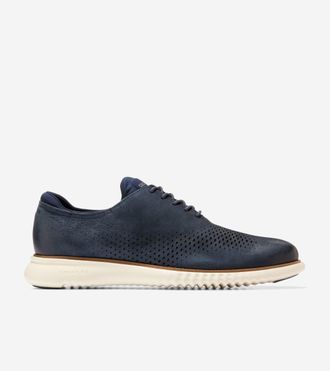 Cole Haan Mens 2.ZER&Oslash;GRAND Laser Wingtip Oxford Shoes - Blue Size 10.5