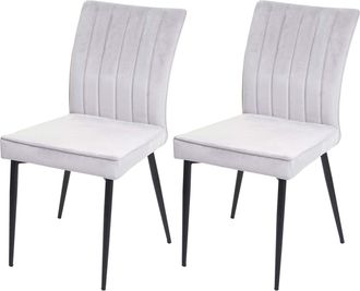 Hhg Hhg - Juego De 2 Sillas De Comedor 319, Silla De Cocina, Terciopelo Metal, Gris Claro