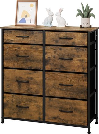Woltu Woltu C&oacute;moda De Dormitorio Con 8 Cajones. Estilo Vintage. Estructura De Metal Y Mdf
